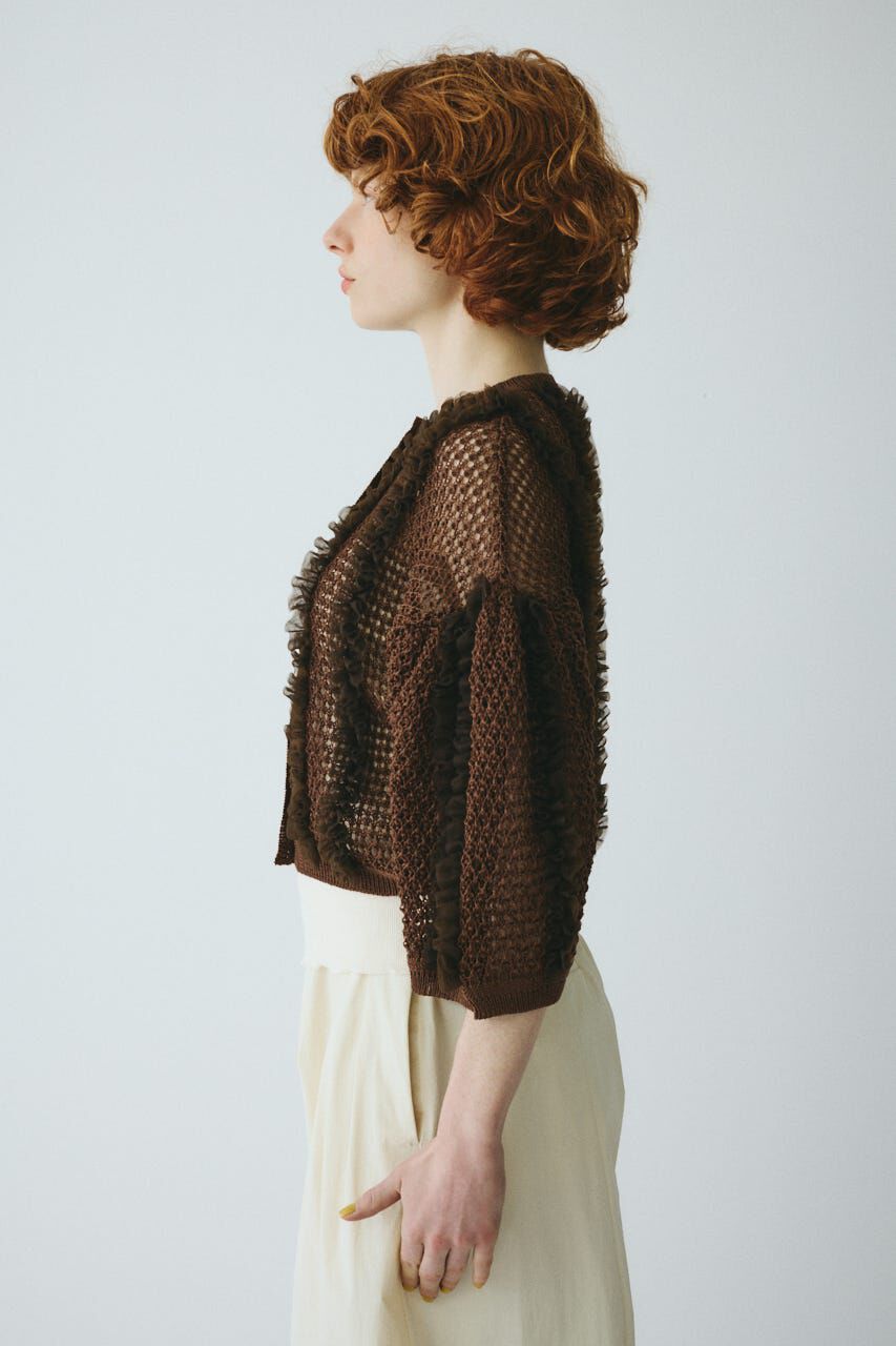 HeRIN.CYE「Frill mesh cardigan」|カーディガン|