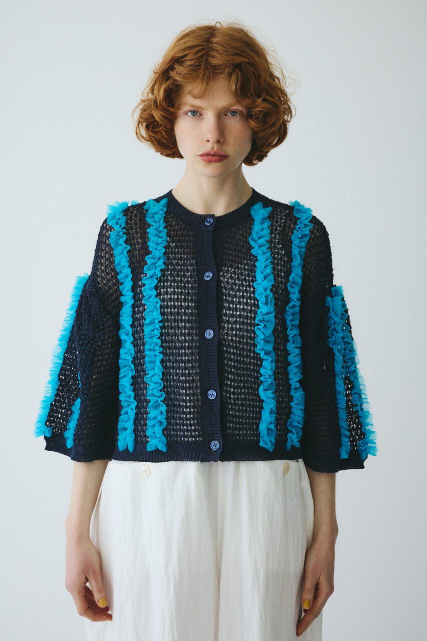 HeRIN.CYE「Frill mesh cardigan」|カーディガン|NVY