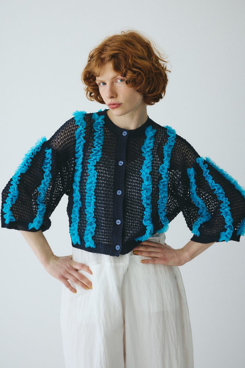 HeRIN.CYE「Frill mesh cardigan」|カーディガン|