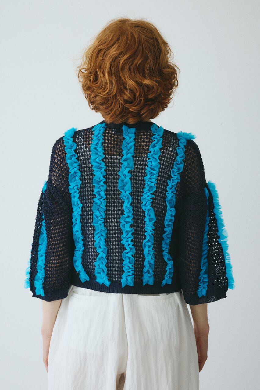 HeRIN.CYE「Frill mesh cardigan」|カーディガン|