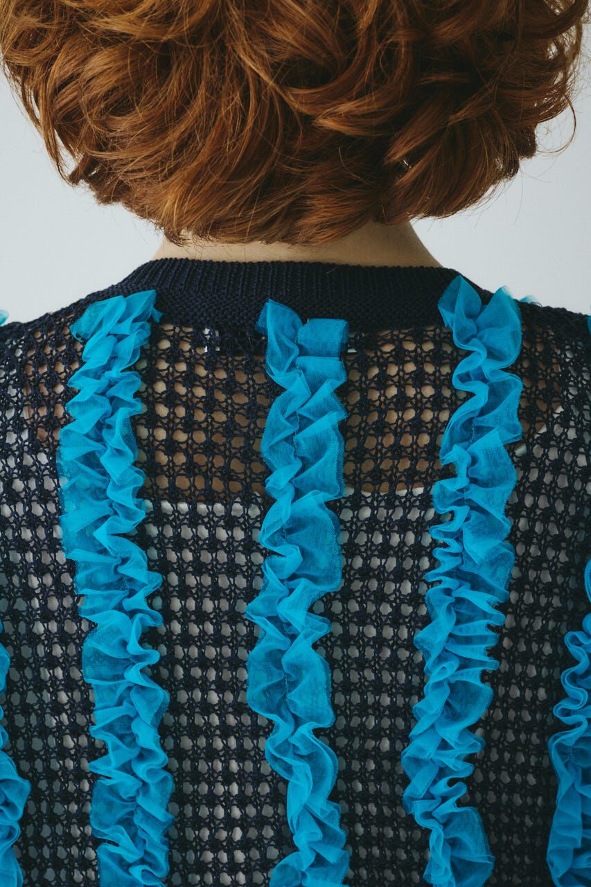 HeRIN.CYE「Frill mesh cardigan」|カーディガン|