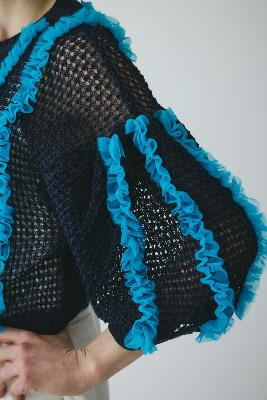 HeRIN.CYE「Frill mesh cardigan」|カーディガン|