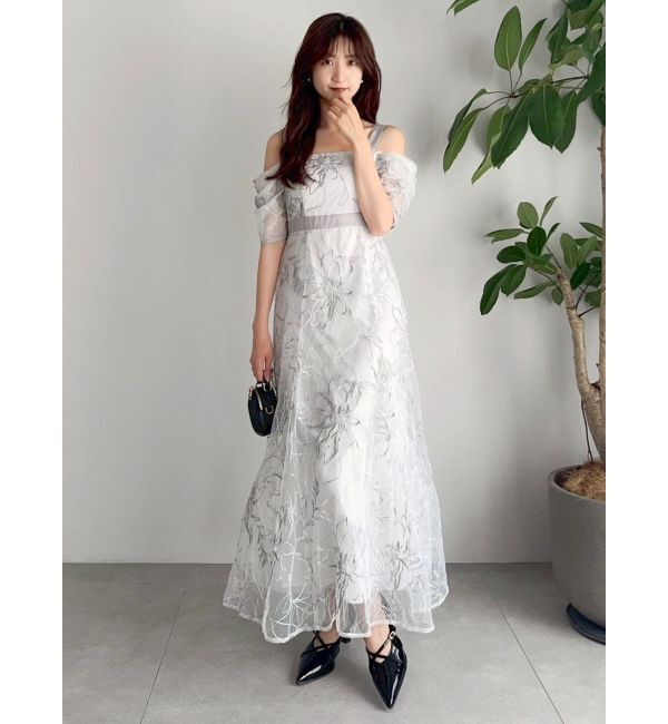 dazzlin「ラメ刺繍チュール2WAYスリーブドレス」|ドレス|