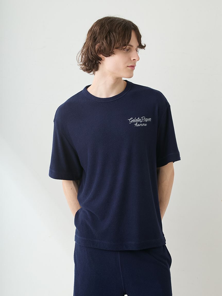 GELATO PIQUE HOMME「【ONLINE限定】【HOMME】【接触冷感】パイルワンポイントロゴ刺繍プルオーバー&ハーフパンツセット」|ルームウェア|