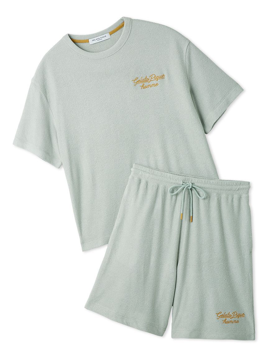 GELATO PIQUE HOMME「【ONLINE限定】【HOMME】【接触冷感】パイルワンポイントロゴ刺繍プルオーバー&ハーフパンツセット」|ルームウェア|MNT