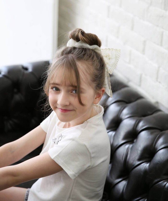 BACKYARD FAMILY「Rora シュシュ キッズ 通販 ミルククリーム 髪飾り お団子 ヘアゴム ポニーテール リボン」|ヘアゴム・シュシュ|
