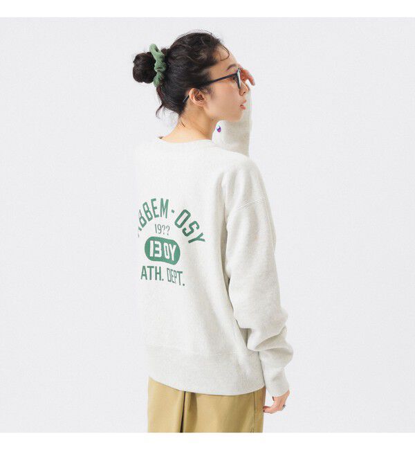BEAMSBOY「【別注】Champion / バックプリント リバースウィーブ(R) クルー スウェット」|スウェット・ジャージ|OATMEAL