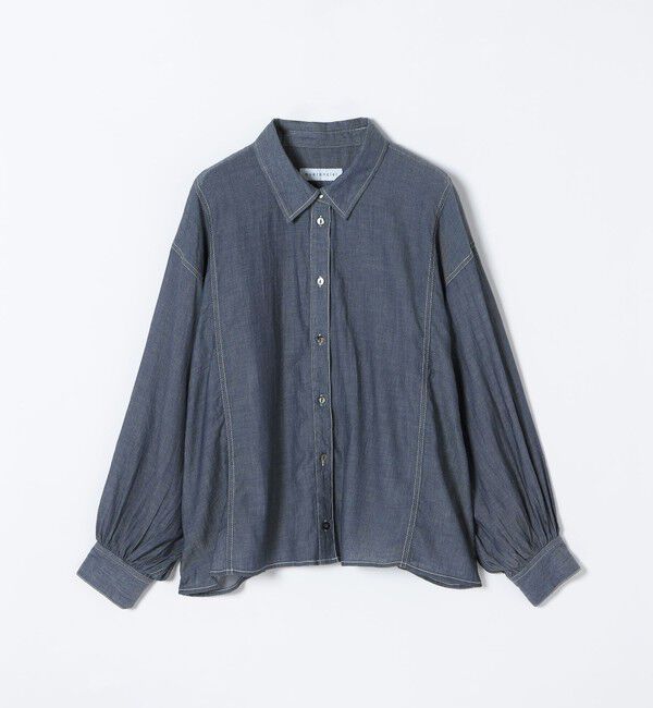 quaranciel「quaranciel:〈洗濯機可能〉シアー デニム ギャザー レギュラー シャツ」|シャツ・ブラウス|