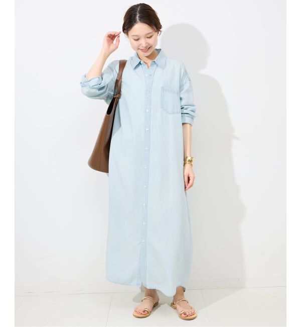 SLOBE IENA「《WEB限定/追加》デニムライクシャツワンピース」|ワンピース|