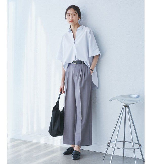 Rope&rsquo;Picnic「【UVカット・接触冷感・イージーケア】スキッパーシャツブラウス」|シャツ・ブラウス|