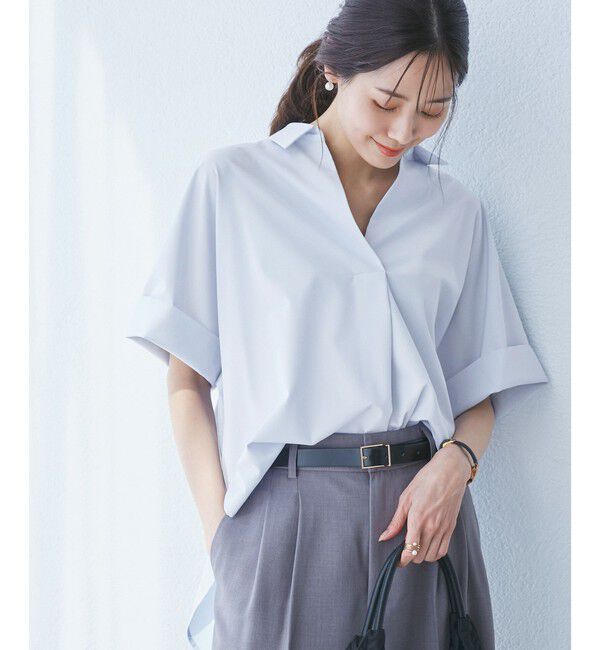 Rope&rsquo;Picnic「【UVカット・接触冷感・イージーケア】スキッパーシャツブラウス」|シャツ・ブラウス|