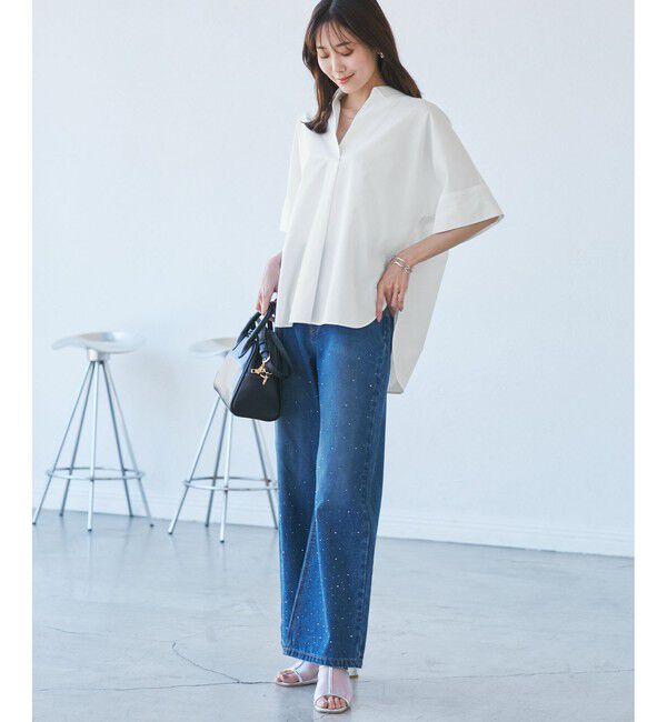Rope&rsquo;Picnic「【UVカット・接触冷感・イージーケア】スキッパーシャツブラウス」|シャツ・ブラウス|