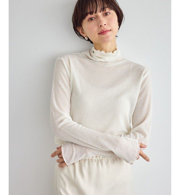 Rope&rsquo;Picnic「ラメシアーリブタートルトップス」|Tシャツ・カットソー|ホワイト(10)