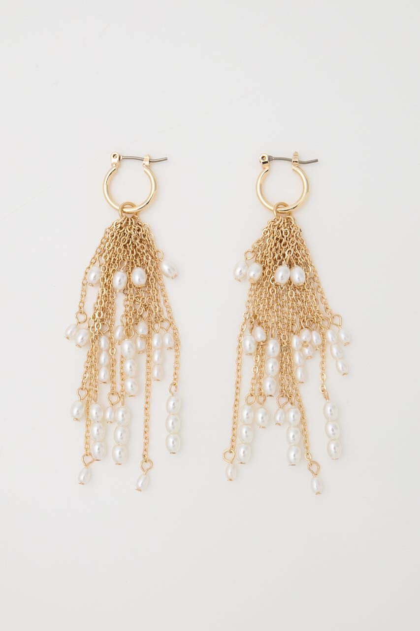 MOUSSY「F/PEARL FRINGE イヤリング」|ピアス|
