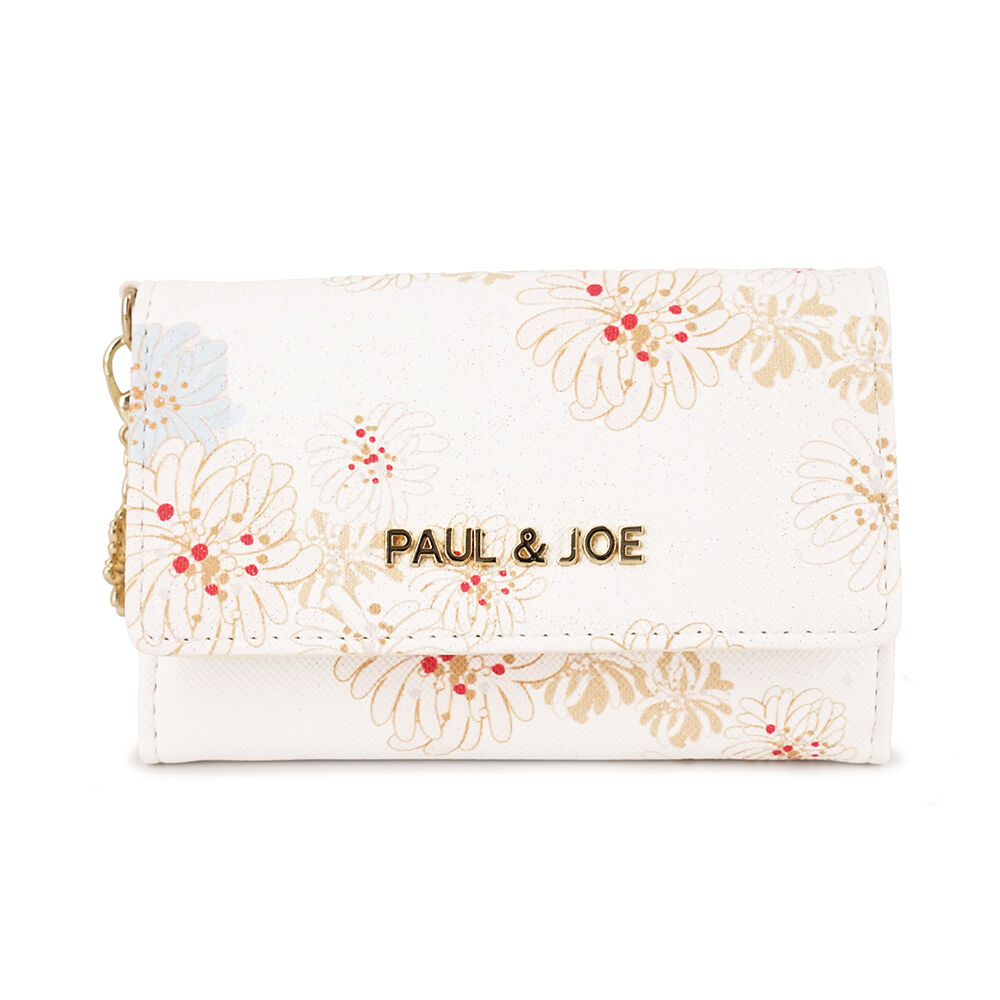 PAUL&JOE「名刺入れ／クリザンテーム　ラメ　／ＰＡＵＬ　＆　ＪＯＥ」|定期入れ|アイボリー