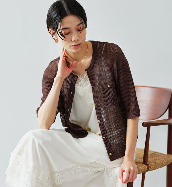 UNITED ARROWS green label relaxing「【結論シリーズ】デイリーメッシュカーデ ウォッシャブル」|カーディガン|