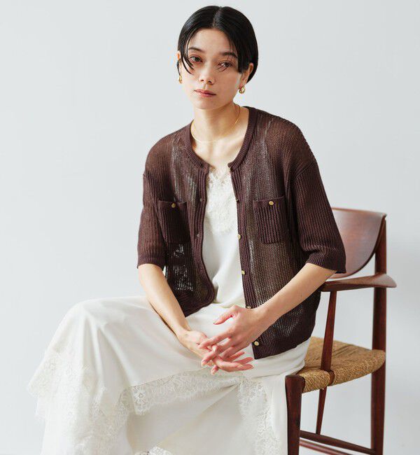 UNITED ARROWS green label relaxing「【結論シリーズ】デイリーメッシュカーデ ウォッシャブル」|カーディガン|