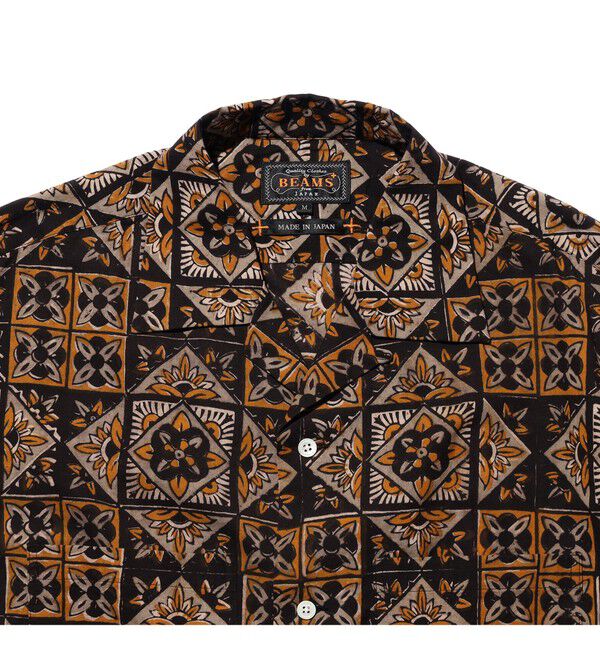 BEAMS PLUS「Open Collar Block Print ④」|シャツ・ブラウス|
