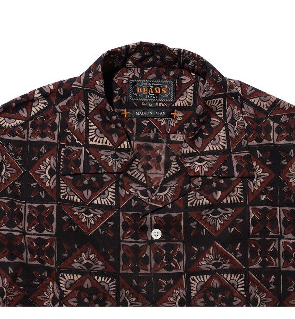 BEAMS PLUS「Open Collar Block Print ④」|シャツ・ブラウス|