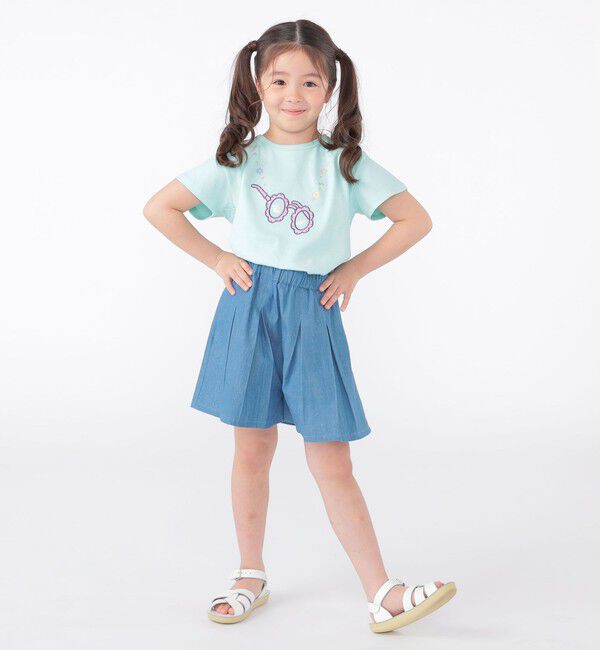 SHIPS KIDS「SHIPS KIDS:100～130cm / デニム プリーツ キュロット」|キュロット|