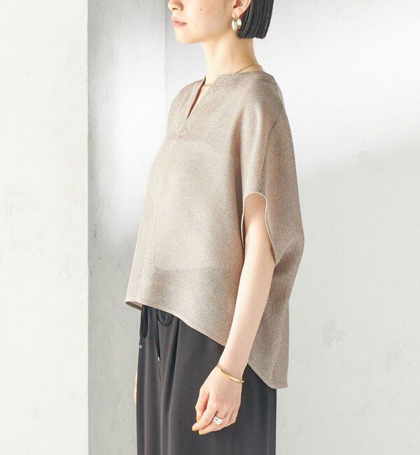 SHIPS for women「《予約》〈手洗い可能〉シャンブレー カラミ スキッパー プルオーバー」|シャツ・ブラウス|