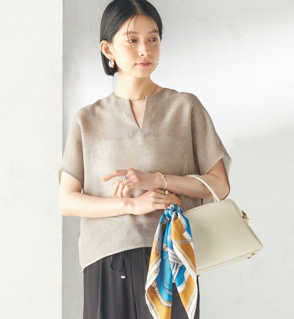 SHIPS for women「《予約》〈手洗い可能〉シャンブレー カラミ スキッパー プルオーバー」|シャツ・ブラウス|
