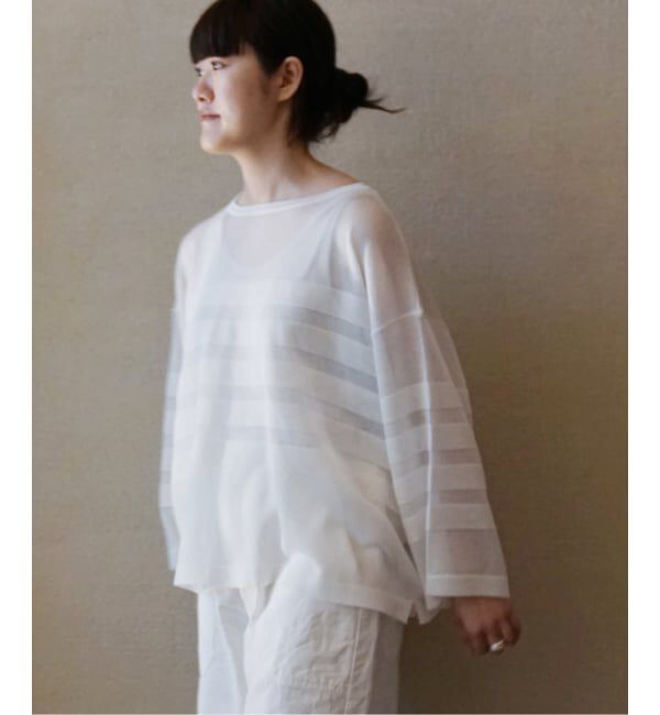 journal standard luxe「シアーボーダー ボートネックプルオーバー」|ニット・セーター|ホワイト