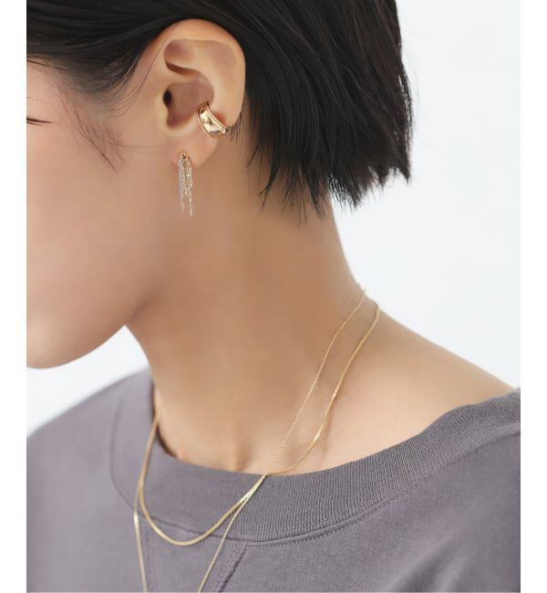Lilas by Spick&Span「《予約》三日月サイドロープイヤーカフ K10（片耳）」|イヤーカフ|