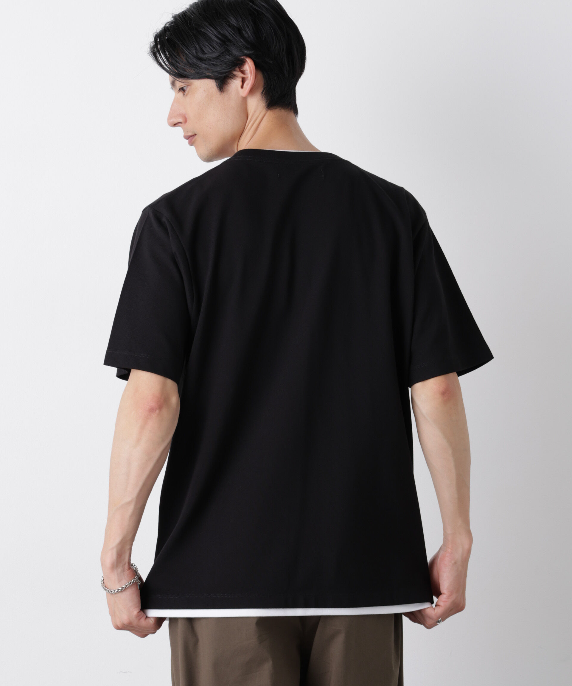 nano･universe「フェイクレイヤード鹿の子Tシャツ 半袖」|Tシャツ・カットソー|
