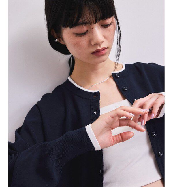 ADAM ET ROPE'「【WEB限定】バイカラーカーディガン/接触冷感」|カーディガン|