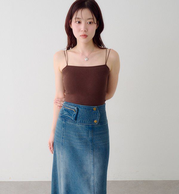  「【新色追加/6色展開】カップ付きクロップドブラキャミ」|キャミソール|