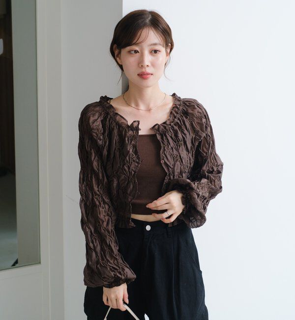 「【新色追加/6色展開】カップ付きクロップドブラキャミ」|キャミソール|