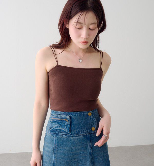  「【新色追加/6色展開】カップ付きクロップドブラキャミ」|キャミソール|