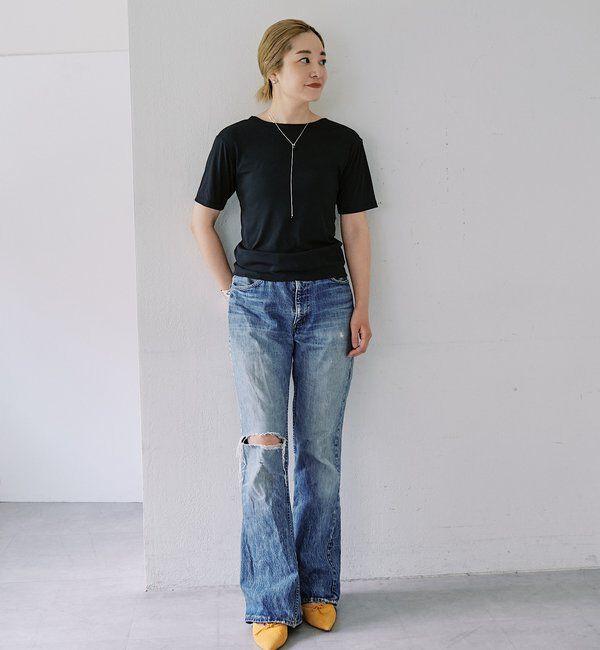  「【LUALY】【接触冷感/吸水速乾】BACKリボンフライスTee」|Tシャツ・カットソー|