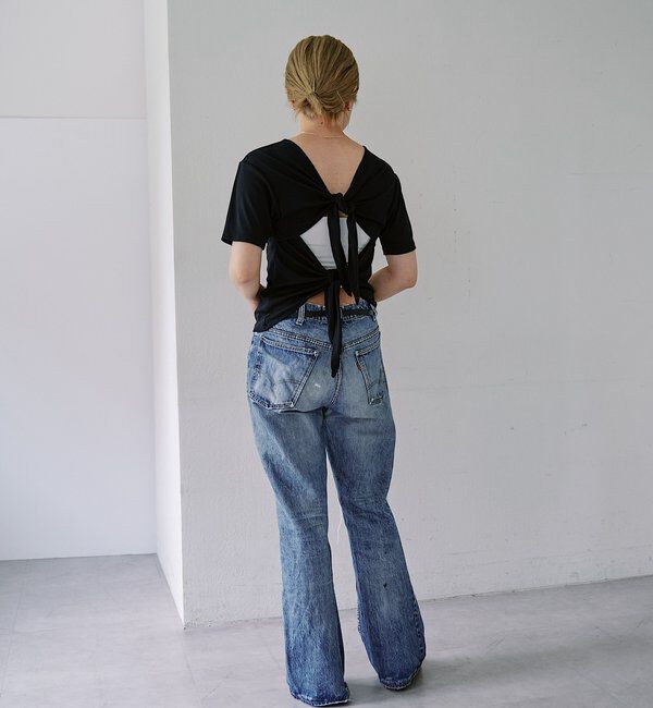  「【LUALY】【接触冷感/吸水速乾】BACKリボンフライスTee」|Tシャツ・カットソー|