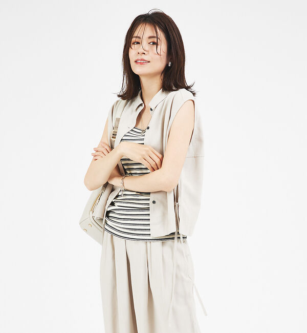 abahouse mavie「【セットアップ対応】レーヨンリネンノースリーブシャツ」|シャツ・ブラウス|