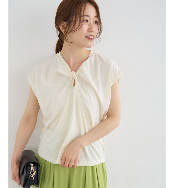  「《WEB限定アイテム》フロントツイストTシャツ」|Tシャツ・カットソー|アイボリー
