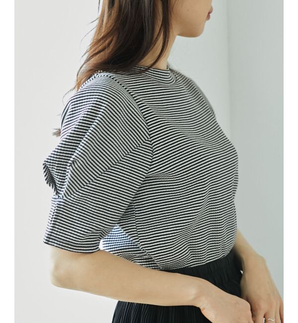  「タックスリーブトップス」|Tシャツ・カットソー|ブラック柄