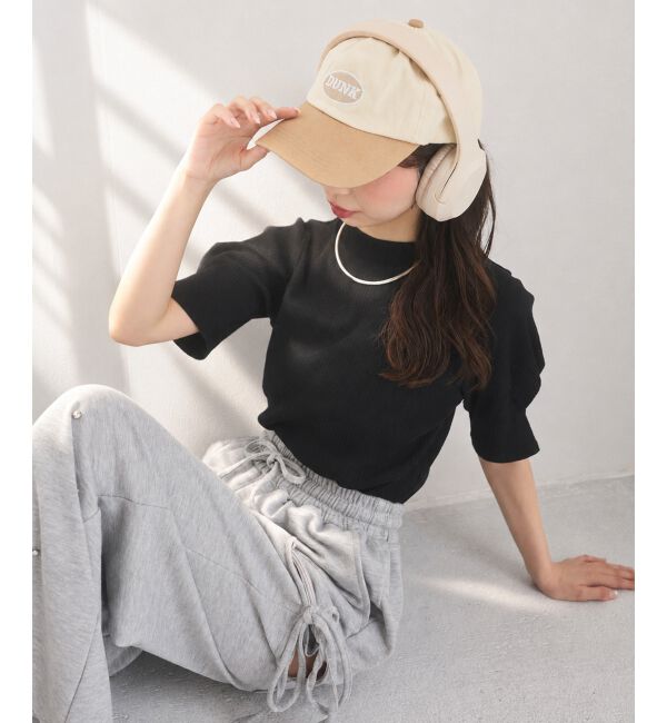  「タックスリーブトップス」|Tシャツ・カットソー|ブラック