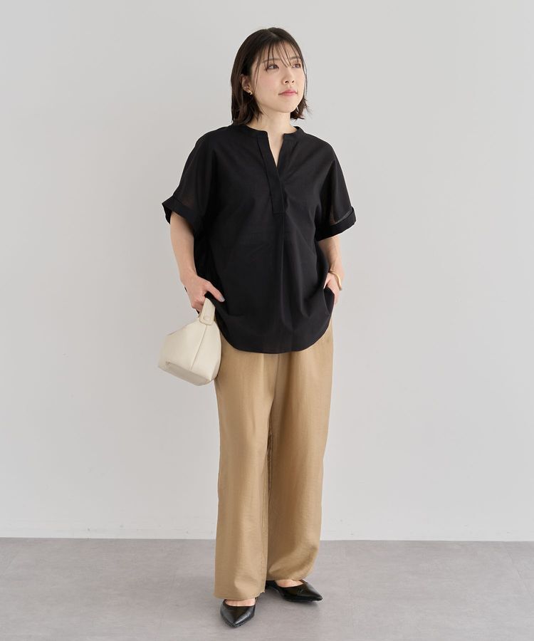 Green Parks「綿麻混フレンチスリーブスキッパーシャツ」|シャツ・ブラウス|