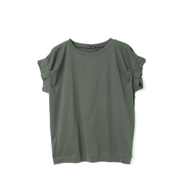 mizuiro ind「mizuiro ind フリルスリーブクルーネックプルオーバー」|Tシャツ・カットソー|チャコールグレー