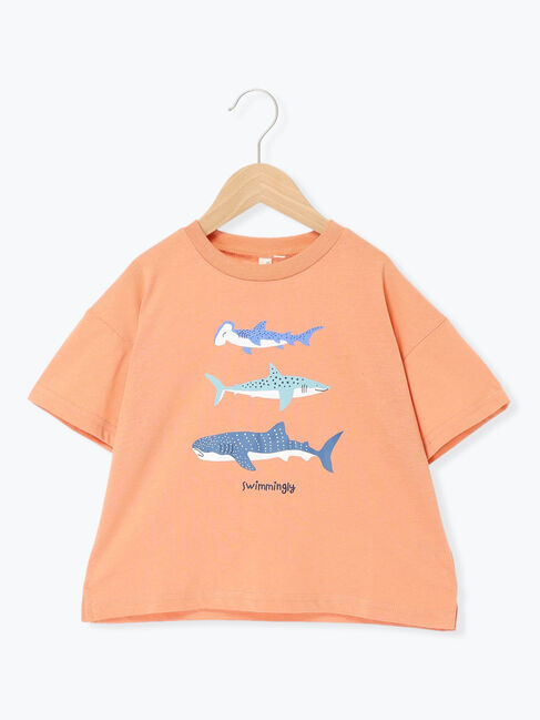 Samansa Mos2 Lagom「【吸水速乾】サメプリントTシャツ」|Tシャツ・カットソー|オレンジ