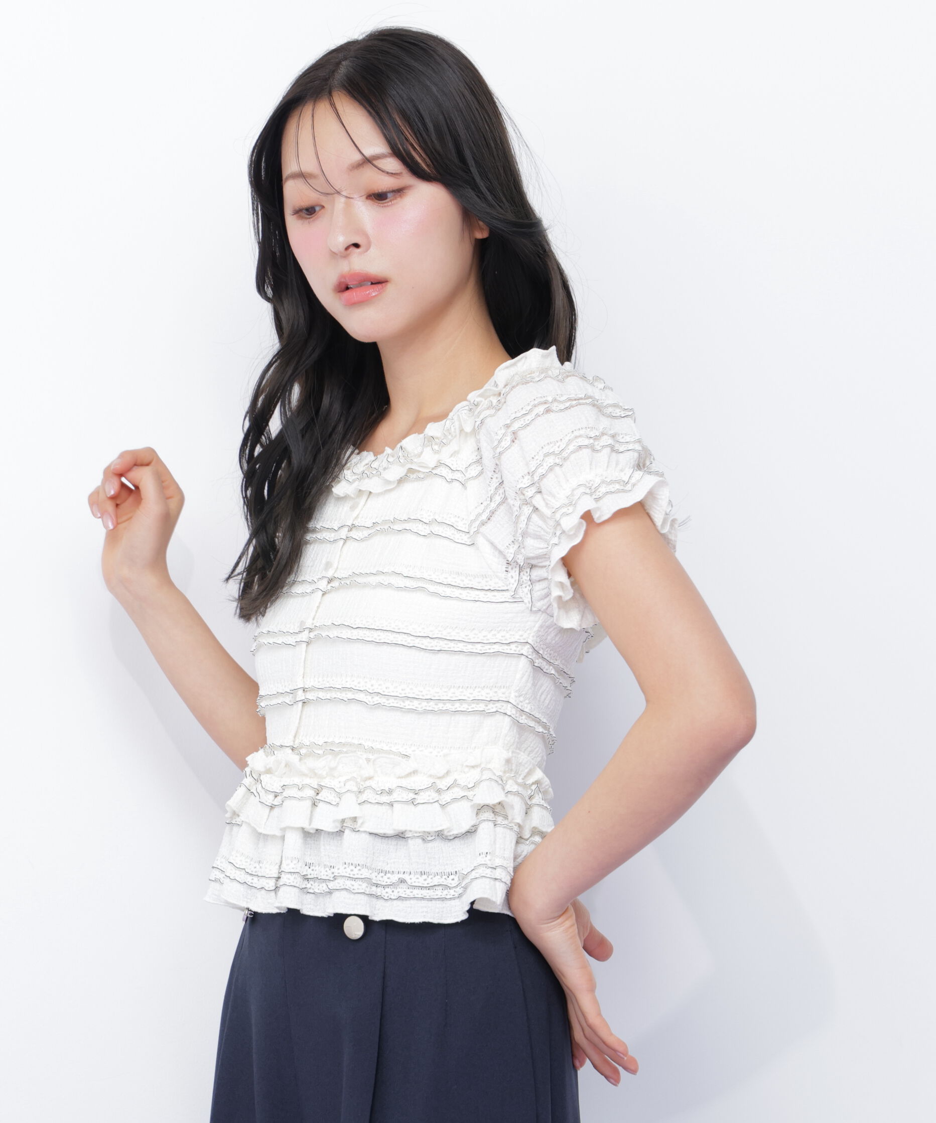  「フリルカットソートップス」|Tシャツ・カットソー|