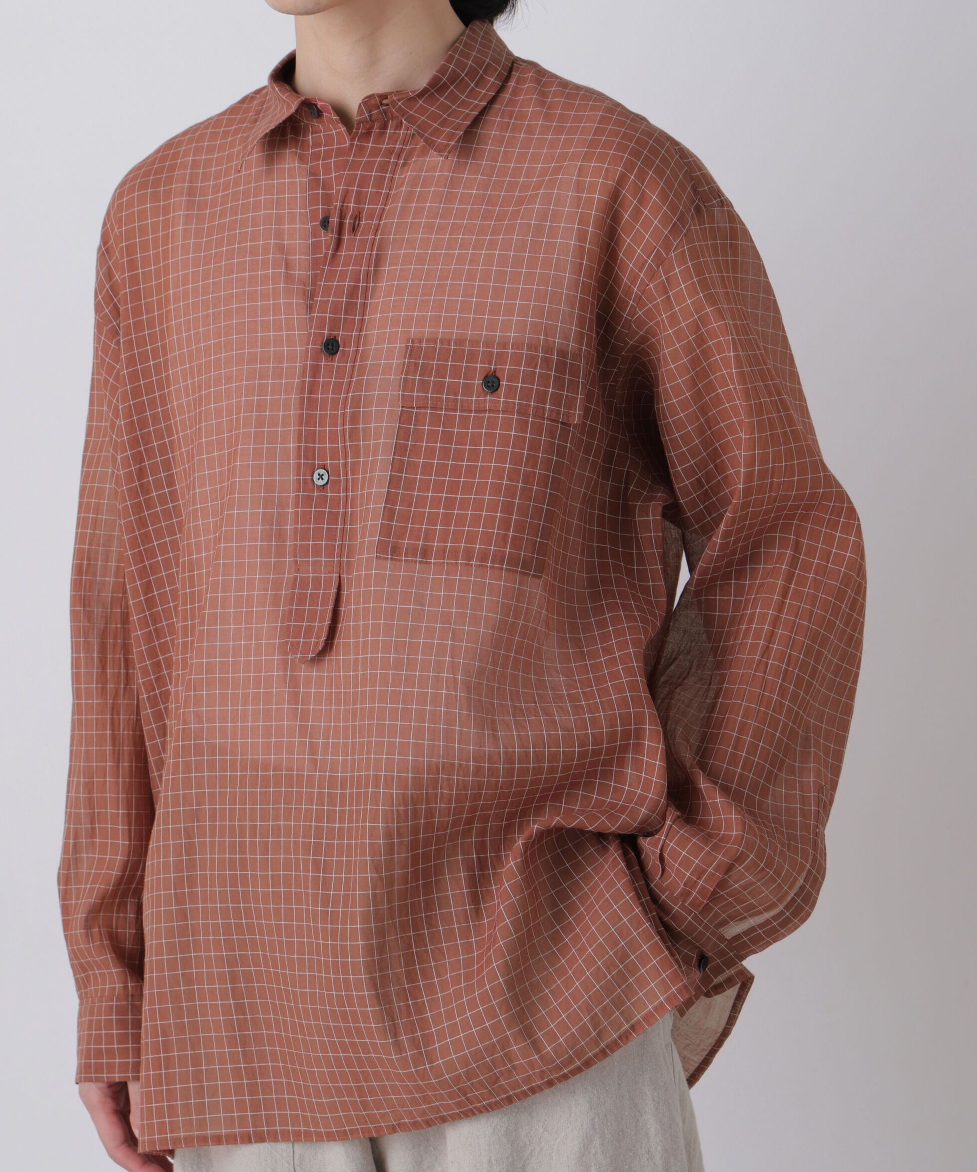 YLEVE 「YLEVE / COTTON SILK CHECK PULLOVER SHIRT」|シャツ・ブラウス|