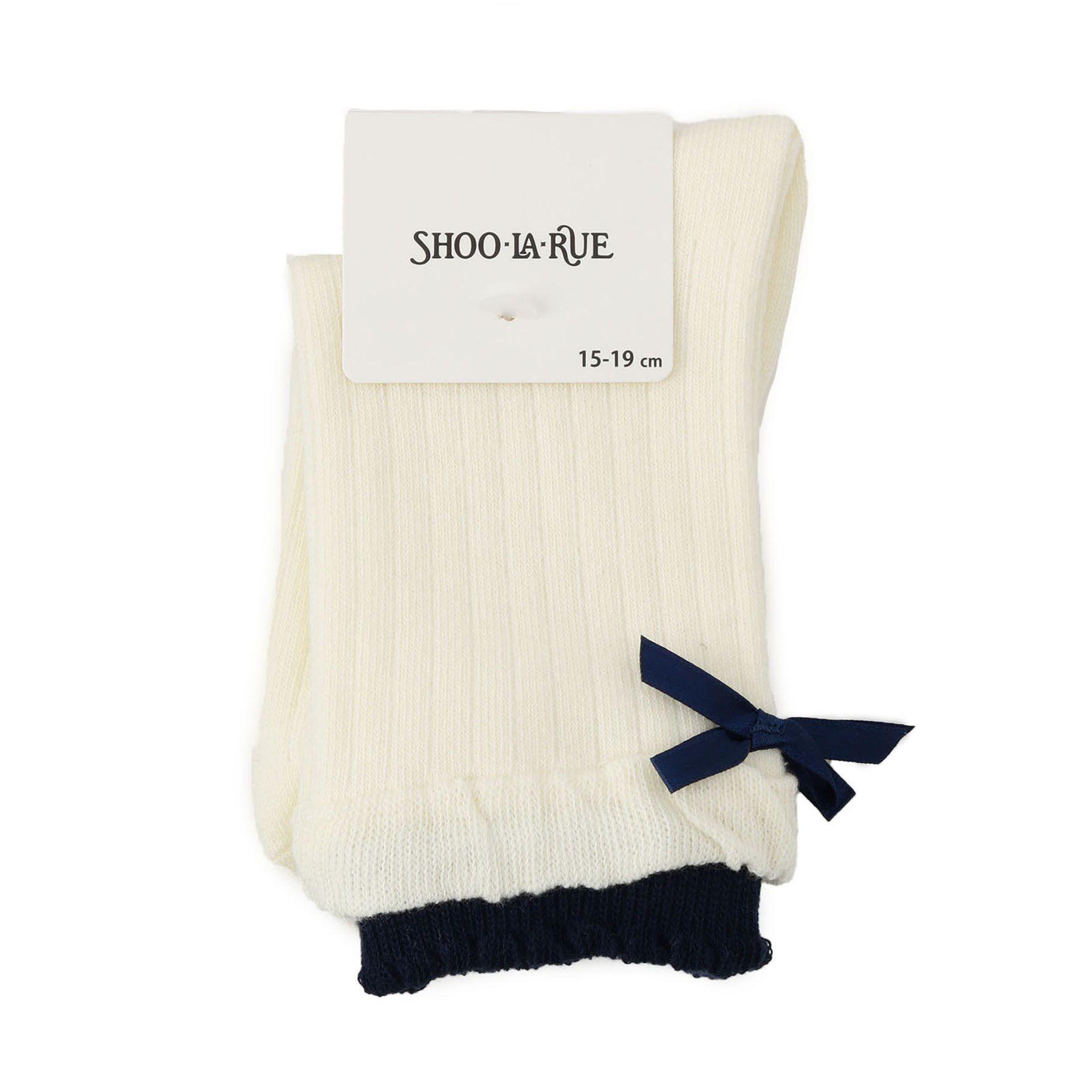 SHOO･LA･RUE「二重履き口バックリボンクルー丈ソックス」|ソックス|アイボリー(004)