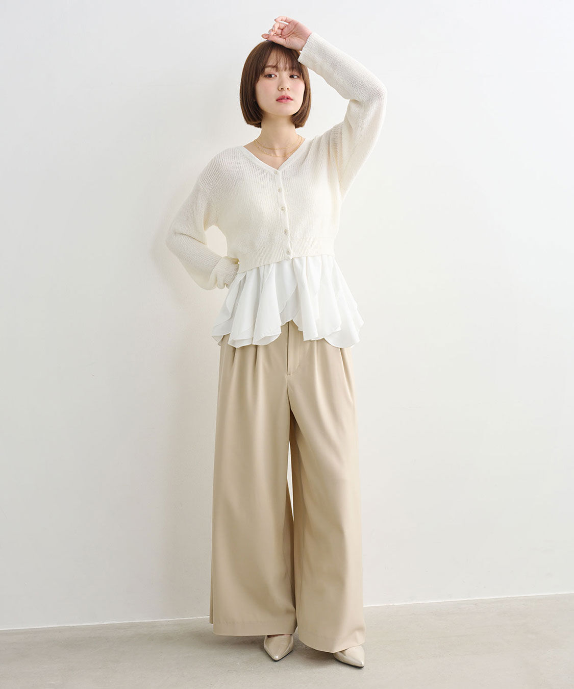 COCO DEAL「コルセットリブワイドパンツ」|スラックス|