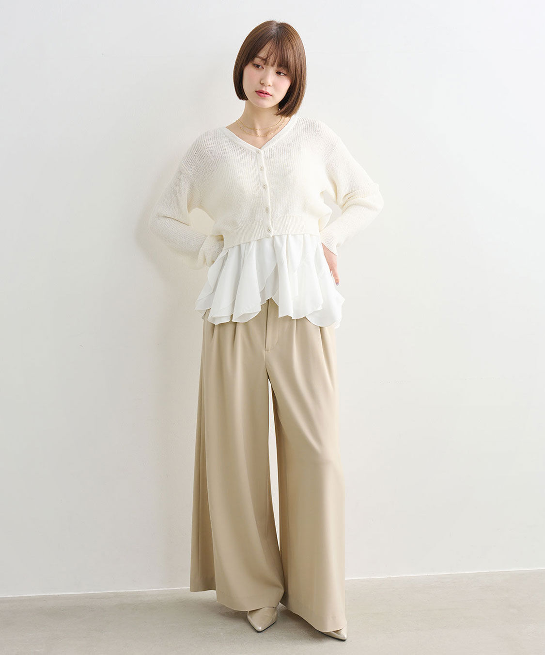 COCO DEAL「コルセットリブワイドパンツ」|スラックス|