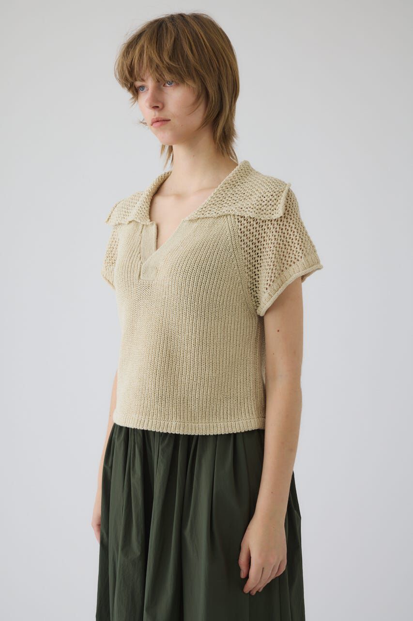 RIM.ARK 「Linen mix open collar tops」|ニット・セーター|