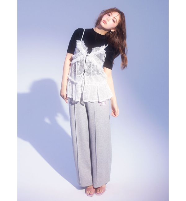 CALNAMUR「TULLE FLOCKING EMB TOPS/チュールフロッキングエンブロイダリートップス」|Tシャツ・カットソー|