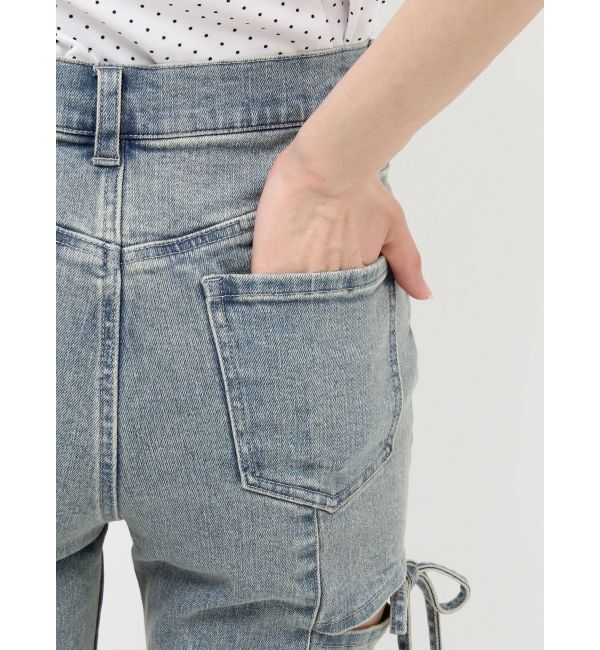 RESEXXY「【新色追加】カットアウトリボンデニムパンツ」|デニム|